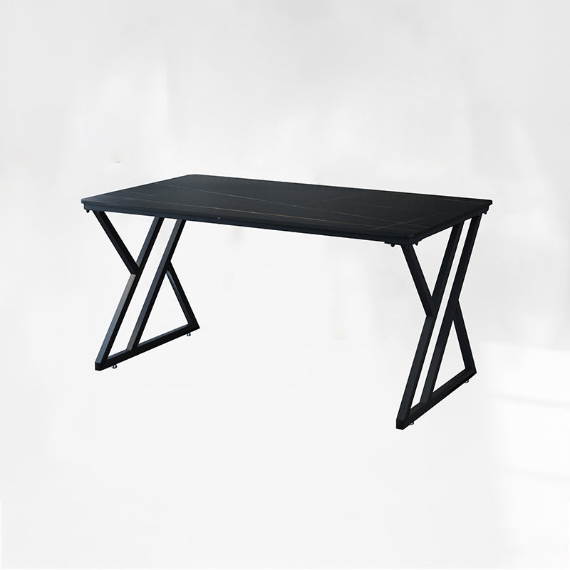 Industrial Rectangular Writing Desk Marble Office Desk with Metal Legs 55.1"L x 31.5"W x 29.5"H Black-Gold Clearhalo 'furn' 'furn_office_desk' 'Furniture' 'Office Desks' 'Office Furniture' 'office_desk' 6246516