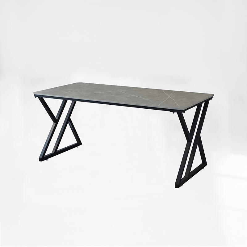 Industrial Rectangular Writing Desk Marble Office Desk with Metal Legs 63"L x 31.5"W x 29.5"H Grey Clearhalo 'furn' 'furn_office_desk' 'Furniture' 'Office Desks' 'Office Furniture' 'office_desk' 6246518