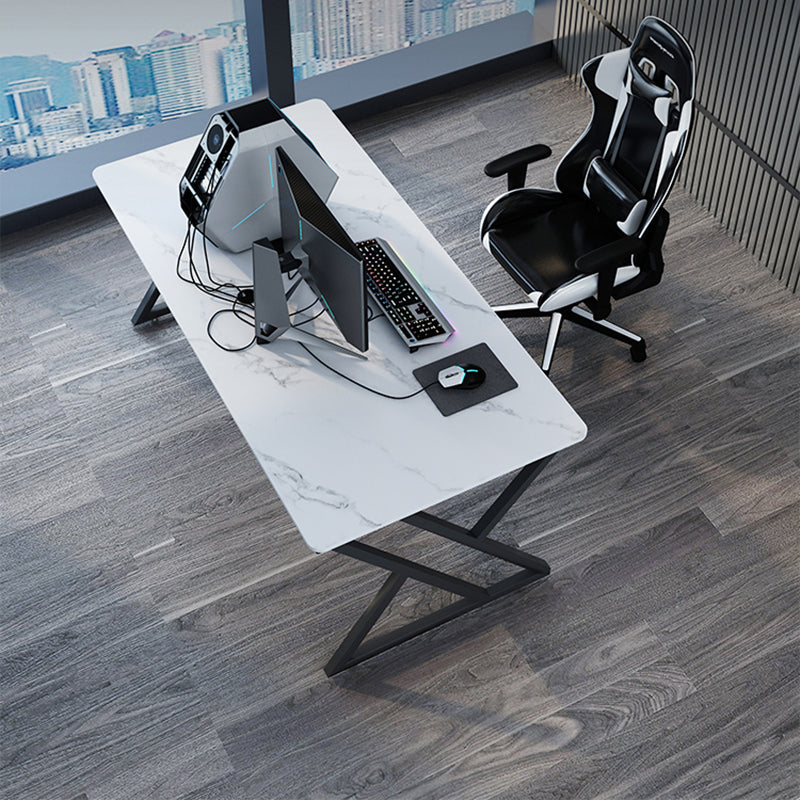 Industrial Rectangular Writing Desk Marble Office Desk with Metal Legs Clearhalo 'furn' 'furn_office_desk' 'Furniture' 'Office Desks' 'Office Furniture' 'office_desk' 6246520