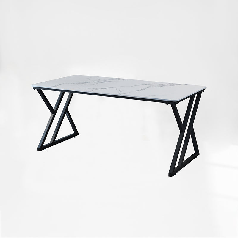 Industrial Rectangular Writing Desk Marble Office Desk with Metal Legs 63"L x 31.5"W x 29.5"H White Clearhalo 'furn' 'furn_office_desk' 'Furniture' 'Office Desks' 'Office Furniture' 'office_desk' 6246526