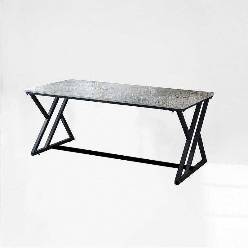Industrial Rectangular Writing Desk Marble Office Desk with Metal Legs 70.9"L x 35.4"W x 29.5"H Light Gray Clearhalo 'furn' 'furn_office_desk' 'Furniture' 'Office Desks' 'Office Furniture' 'office_desk' 6246530