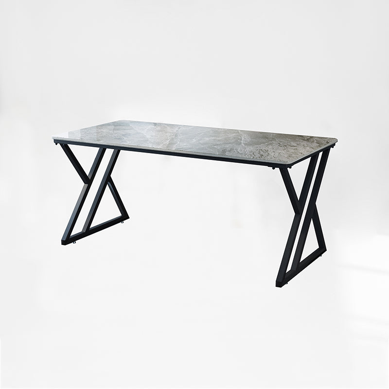 Industrial Rectangular Writing Desk Marble Office Desk with Metal Legs 63"L x 31.5"W x 29.5"H Light Gray Clearhalo 'furn' 'furn_office_desk' 'Furniture' 'Office Desks' 'Office Furniture' 'office_desk' 6246532