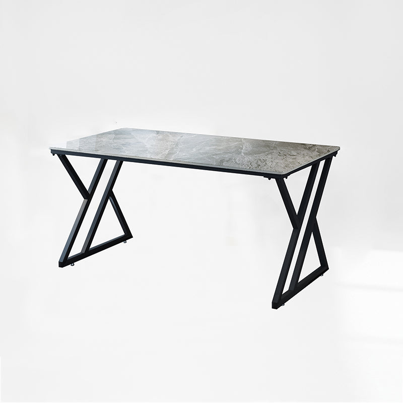 Industrial Rectangular Writing Desk Marble Office Desk with Metal Legs 55.1"L x 31.5"W x 29.5"H Light Gray Clearhalo 'furn' 'furn_office_desk' 'Furniture' 'Office Desks' 'Office Furniture' 'office_desk' 6246537