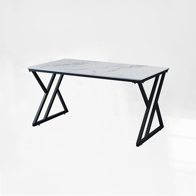 Industrial Rectangular Writing Desk Marble Office Desk with Metal Legs 55.1"L x 31.5"W x 29.5"H White Clearhalo 'furn' 'furn_office_desk' 'Furniture' 'Office Desks' 'Office Furniture' 'office_desk' 6246539