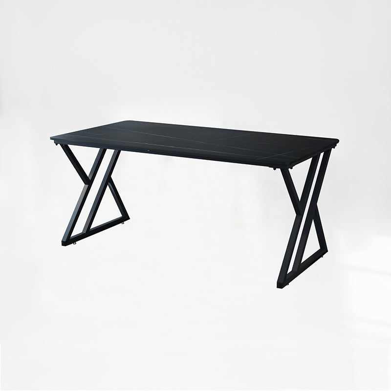 Industrial Rectangular Writing Desk Marble Office Desk with Metal Legs 63"L x 31.5"W x 29.5"H Black-Gold Clearhalo 'furn' 'furn_office_desk' 'Furniture' 'Office Desks' 'Office Furniture' 'office_desk' 6246541