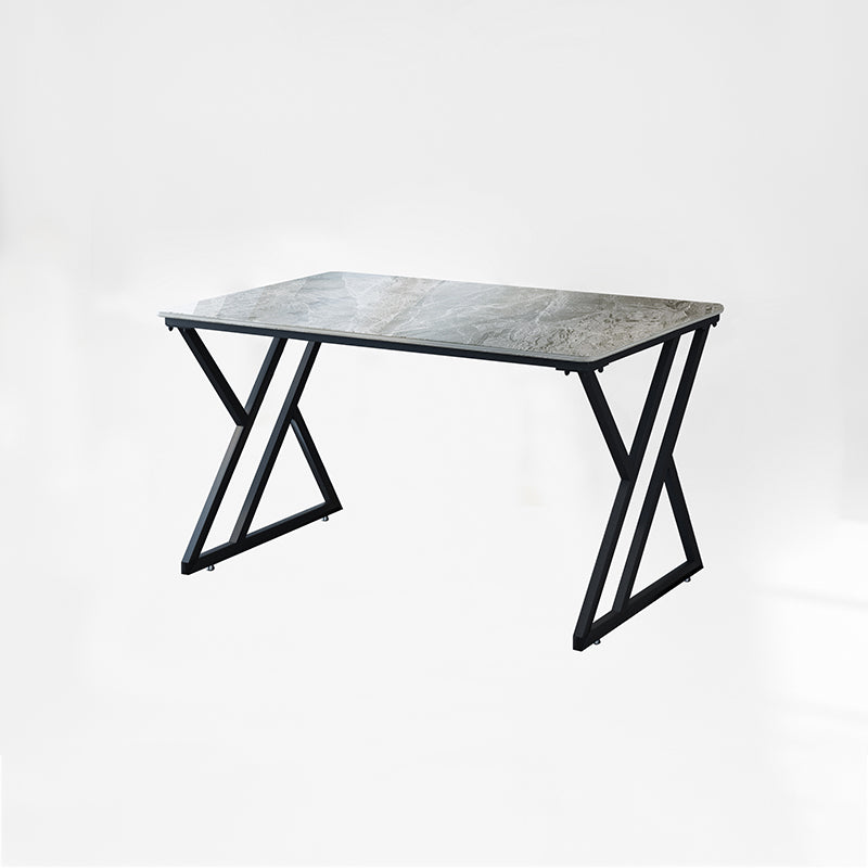 Industrial Rectangular Writing Desk Marble Office Desk with Metal Legs 39.4"L x 19.7"W x 29.5"H Light Gray Clearhalo 'furn' 'furn_office_desk' 'Furniture' 'Office Desks' 'Office Furniture' 'office_desk' 6246543