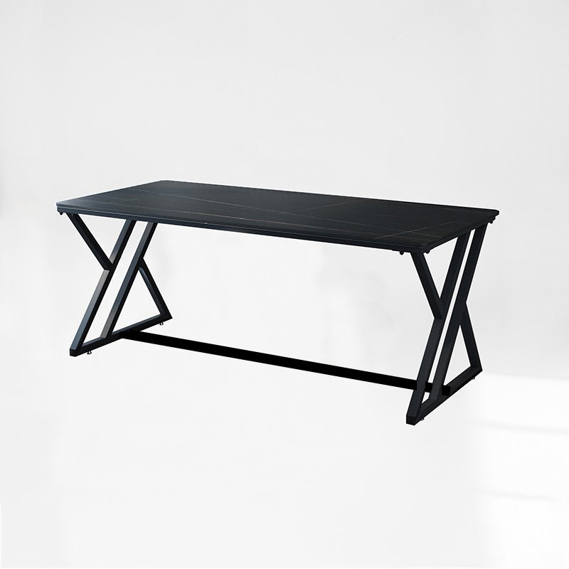Industrial Rectangular Writing Desk Marble Office Desk with Metal Legs 70.9"L x 35.4"W x 29.5"H Black-Gold Clearhalo 'furn' 'furn_office_desk' 'Furniture' 'Office Desks' 'Office Furniture' 'office_desk' 6246545