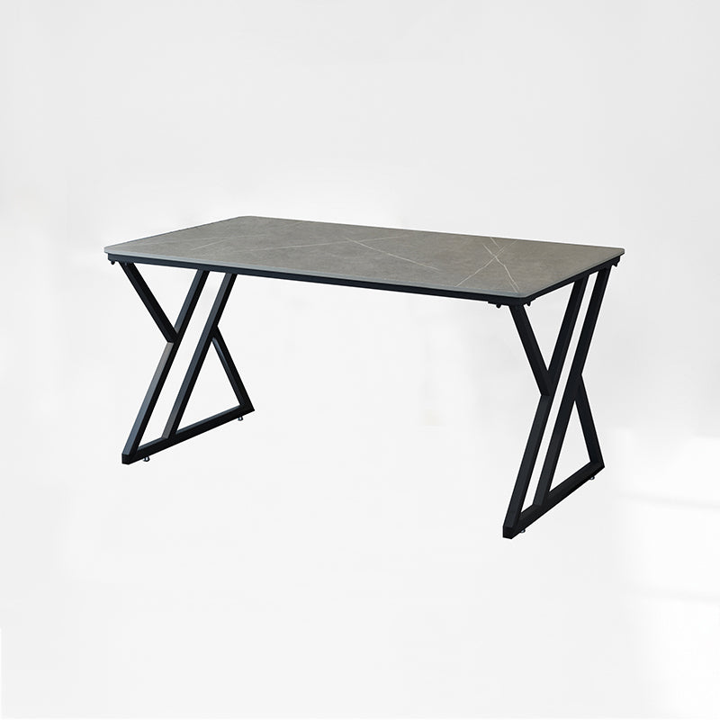 Industrial Rectangular Writing Desk Marble Office Desk with Metal Legs 55.1"L x 31.5"W x 29.5"H Grey Clearhalo 'furn' 'furn_office_desk' 'Furniture' 'Office Desks' 'Office Furniture' 'office_desk' 6246546