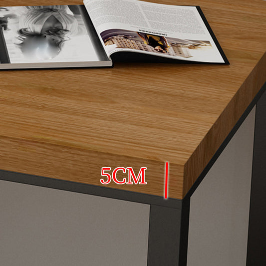 Scrivania in legno massiccio a forma di L-forma marrone industriale scrivania