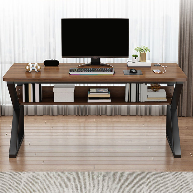 Bureau d'écriture industriel fabriqué bureau de bureau en bois avec étagère