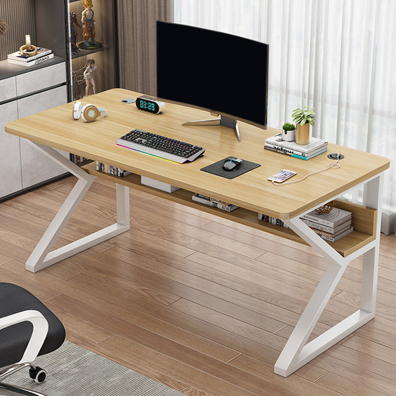 Bureau d'écriture industriel fabriqué bureau de bureau en bois avec étagère