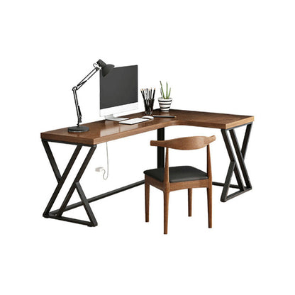 L-Shape Solid Wood Writing Desk Contemporary Brown Office Desk Clearhalo 'furn' 'furn_office_desk' 'Furniture' 'Office Desks' 'Office Furniture' 'office_desk' 6246635