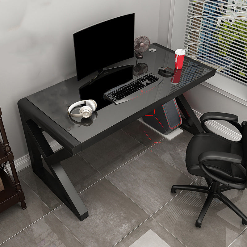 Hedendaags glazen rechthoekige gaming -bureau gespiegeld schrijfbureau voor thuis