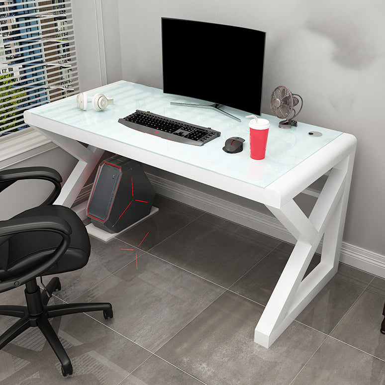 Hedendaags glazen rechthoekige gaming -bureau gespiegeld schrijfbureau voor thuis