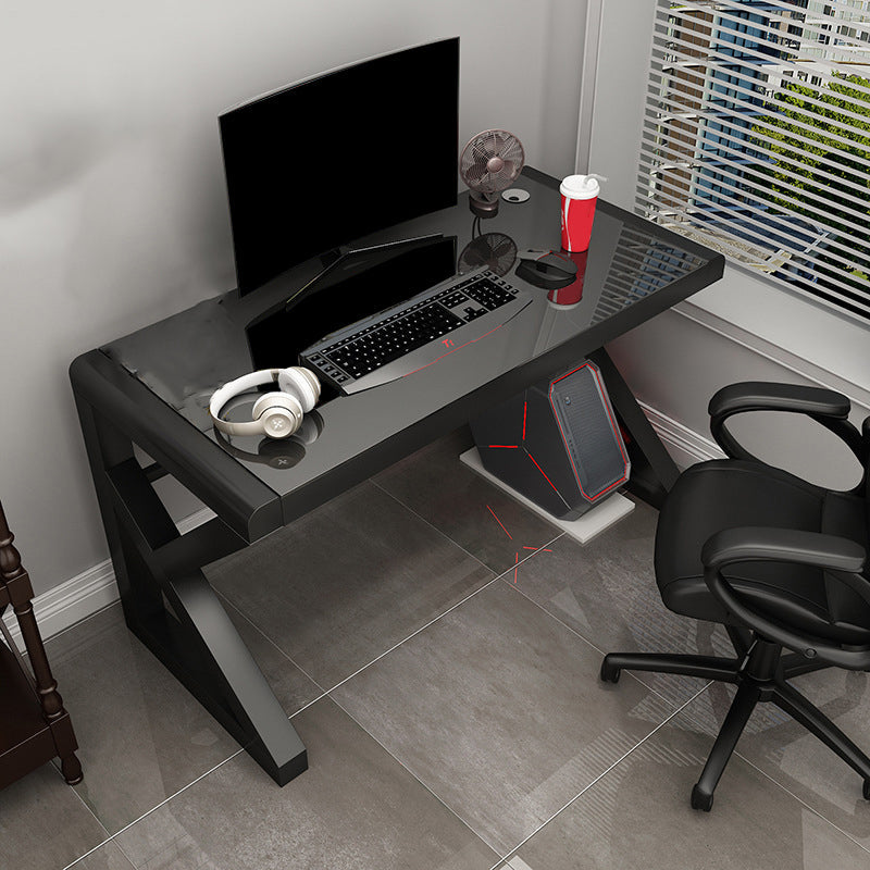 Hedendaags glazen rechthoekige gaming -bureau gespiegeld schrijfbureau voor thuis