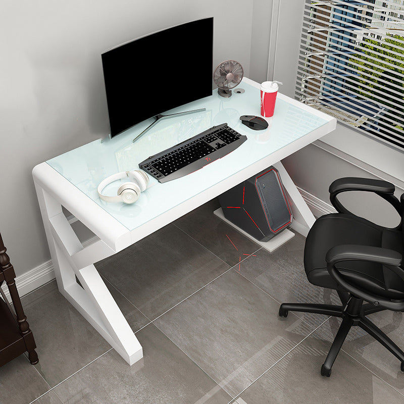 Hedendaags glazen rechthoekige gaming -bureau gespiegeld schrijfbureau voor thuis