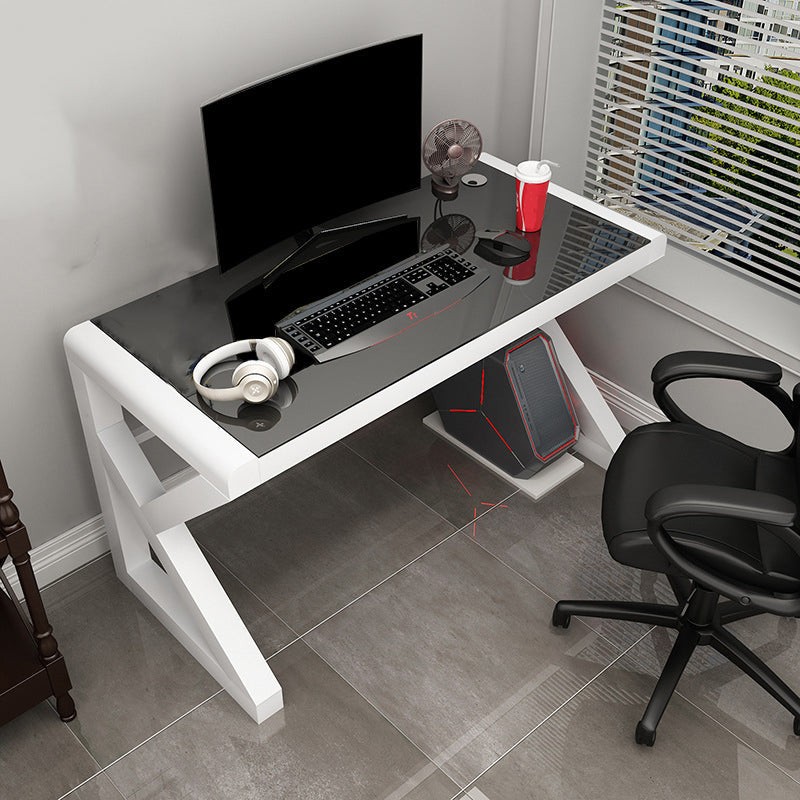 Hedendaags glazen rechthoekige gaming -bureau gespiegeld schrijfbureau voor thuis