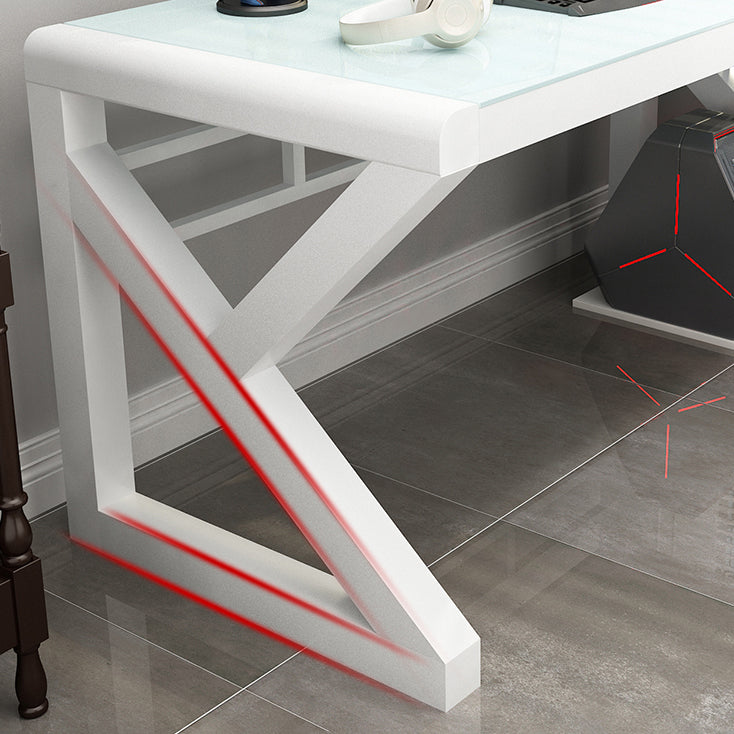 Hedendaags glazen rechthoekige gaming -bureau gespiegeld schrijfbureau voor thuis