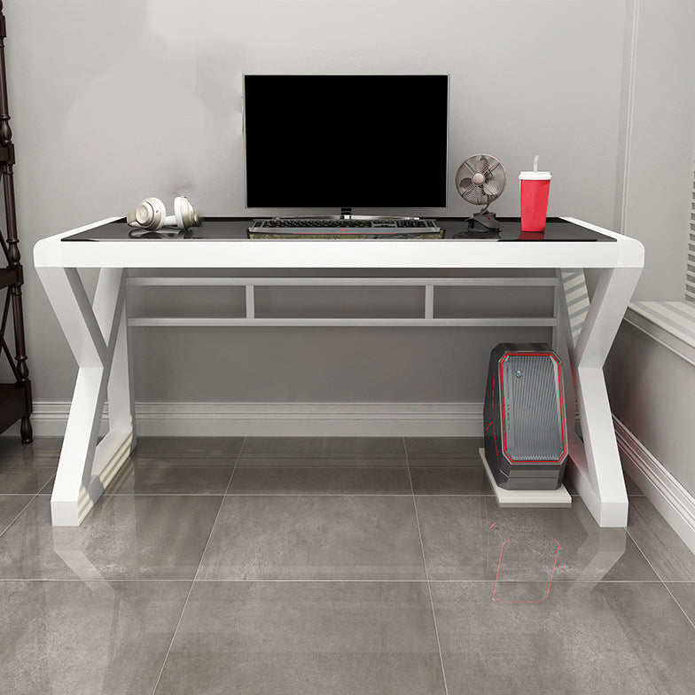 Hedendaags glazen rechthoekige gaming -bureau gespiegeld schrijfbureau voor thuis