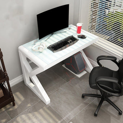 Hedendaags glazen rechthoekige gaming -bureau gespiegeld schrijfbureau voor thuis