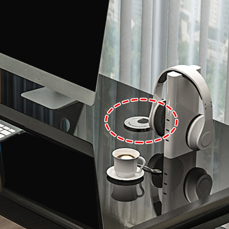 Bureau d'ordinateur contemporain rectangulaire bureau de bureau en verre avec support de moniteur