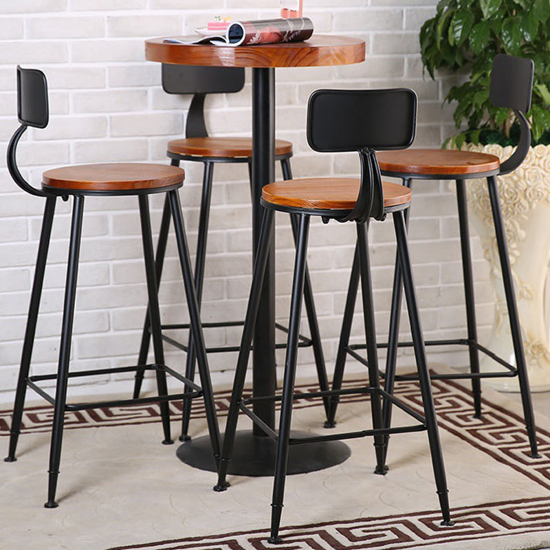 Industrial Brown Solid Wood Table Bar Dining Table for Kitchen Living Room 21.7"L x 21.7"W x 41.3"H Round Without Chairs Clearhalo 'Bar Furniture' 'Bar Tables' 'bar_tables' 'furn' 'furn_bar_tables' 'Furniture' 'Kitchen & Dining Furniture' 6246891