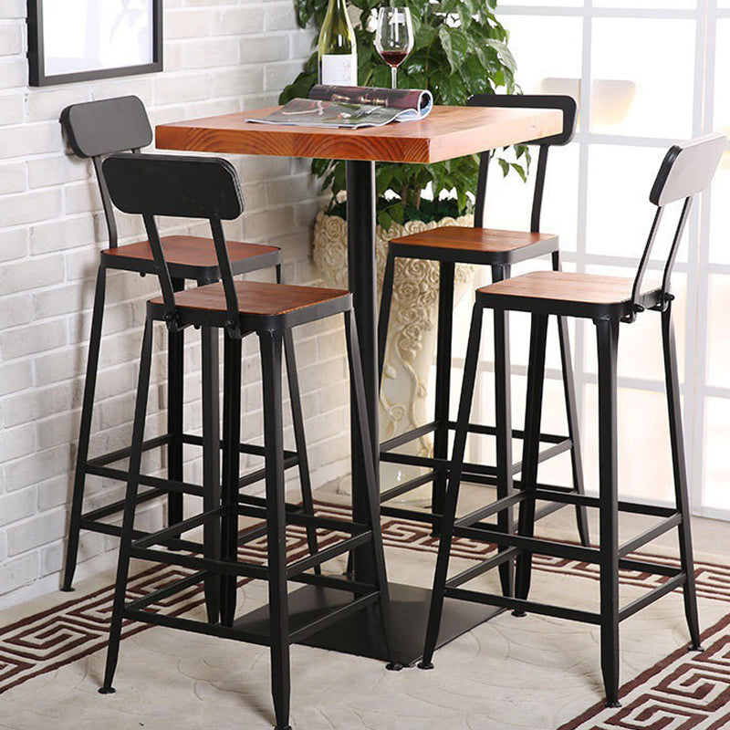 Industrial Brown Solid Wood Table Bar Dining Table for Kitchen Living Room 21.7"L x 21.7"W x 41.3"H Square Without Chairs Clearhalo 'Bar Furniture' 'Bar Tables' 'bar_tables' 'furn' 'furn_bar_tables' 'Furniture' 'Kitchen & Dining Furniture' 6246892