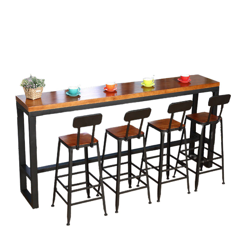 Industrial Brown Solid Wood Table Bar Dining Table for Kitchen Living Room Rectangular Without Chairs Clearhalo 'Bar Furniture' 'Bar Tables' 'bar_tables' 'furn' 'furn_bar_tables' 'Furniture' 'Kitchen & Dining Furniture' 6246893