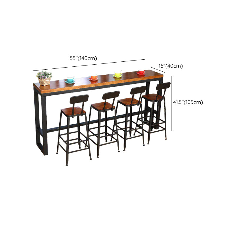 Industrial Brown Solid Wood Table Bar Dining Table for Kitchen Living Room Clearhalo 'Bar Furniture' 'Bar Tables' 'bar_tables' 'furn' 'furn_bar_tables' 'Furniture' 'Kitchen & Dining Furniture' 6246905