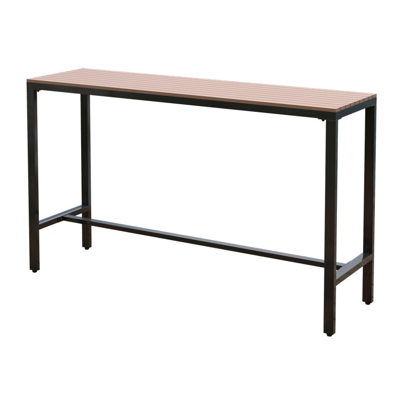 Table de salle à manger avec base à tréteaux et plateau rectangulaire marron pour salon de café