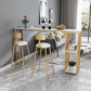 Modern Rectangle Stone Bar Table Metal Base Dining Table with Storage Shelves Gold Without Chairs Clearhalo 'Bar Furniture' 'Bar Tables' 'bar_tables' 'furn' 'furn_bar_tables' 'Furniture' 'Kitchen & Dining Furniture' 6246949