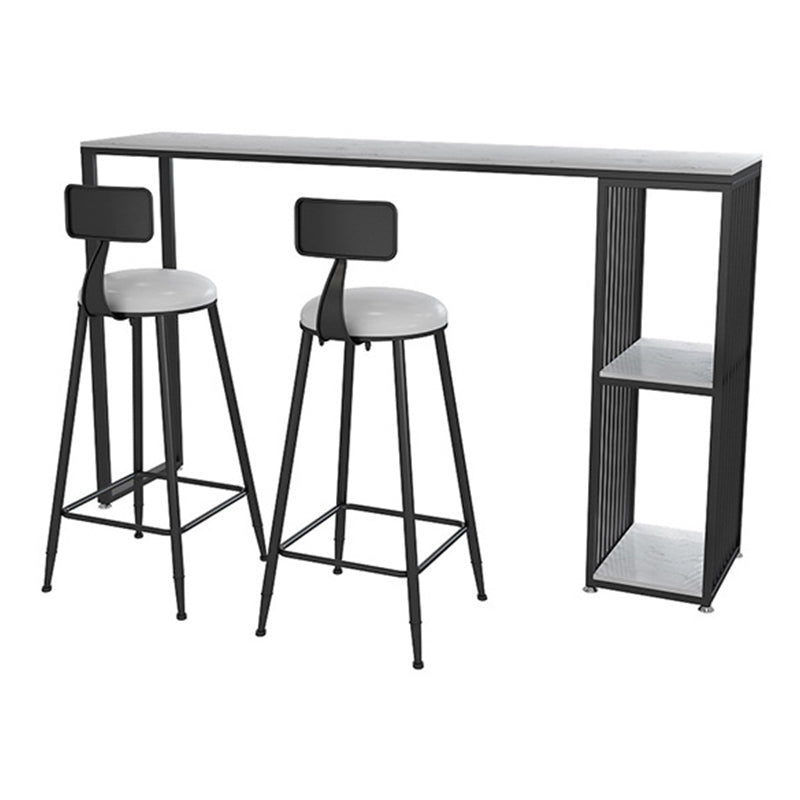 Modern Rectangle Stone Bar Table Metal Base Dining Table with Storage Shelves Clearhalo 'Bar Furniture' 'Bar Tables' 'bar_tables' 'furn' 'furn_bar_tables' 'Furniture' 'Kitchen & Dining Furniture' 6246952