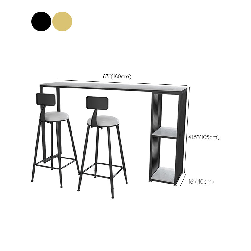 Modern Rectangle Stone Bar Table Metal Base Dining Table with Storage Shelves Clearhalo 'Bar Furniture' 'Bar Tables' 'bar_tables' 'furn' 'furn_bar_tables' 'Furniture' 'Kitchen & Dining Furniture' 6246958