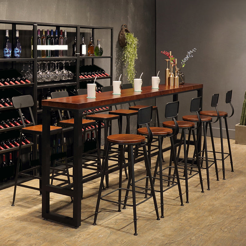 Industrial Bar Table Rectangle Solid Wood Pub Table for Breakroom 86.6"L x 15.7"W x 41.3"H Without Chairs Clearhalo 'Bar Furniture' 'Bar Tables' 'bar_tables' 'furn' 'furn_bar_tables' 'Furniture' 'Kitchen & Dining Furniture' 6246980