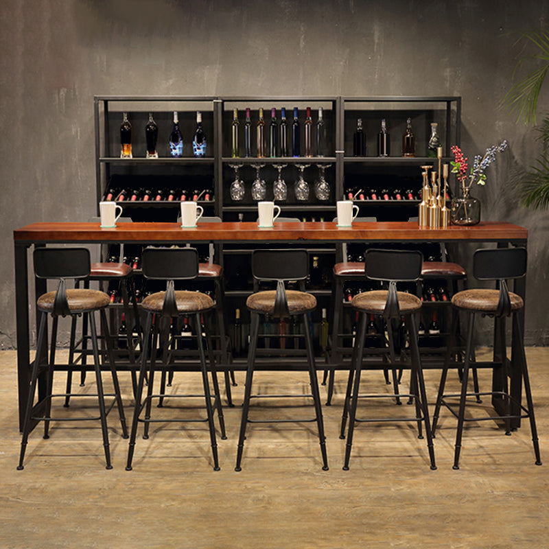Industrial Bar Table Rectangle Solid Wood Pub Table for Breakroom 94.5"L x 15.7"W x 41.3"H Without Chairs Clearhalo 'Bar Furniture' 'Bar Tables' 'bar_tables' 'furn' 'furn_bar_tables' 'Furniture' 'Kitchen & Dining Furniture' 6246983