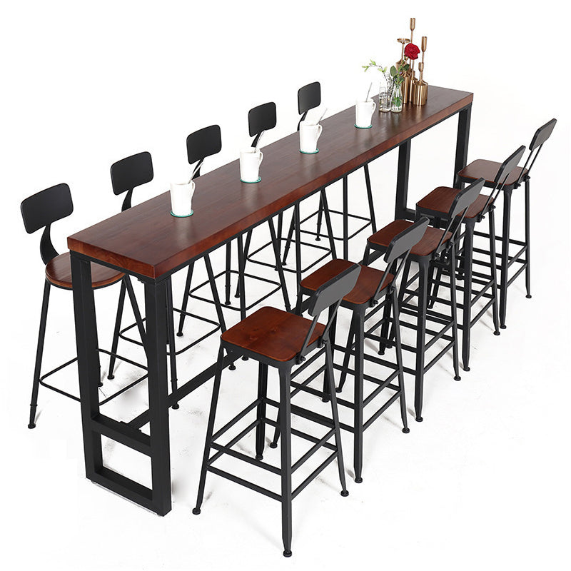 Industrial Bar Table Rectangle Solid Wood Pub Table for Breakroom 70.9"L x 15.7"W x 41.3"H Without Chairs Clearhalo 'Bar Furniture' 'Bar Tables' 'bar_tables' 'furn' 'furn_bar_tables' 'Furniture' 'Kitchen & Dining Furniture' 6246984