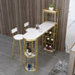 Glam Pub Table Specialty Bar Height Bar Table with Wine Rack 63"L x 15.7"W x 41.3"H White-Gold Without Chairs Clearhalo 'Bar Furniture' 'Bar Tables' 'bar_tables' 'furn' 'furn_bar_tables' 'Furniture' 'Kitchen & Dining Furniture' 6247044