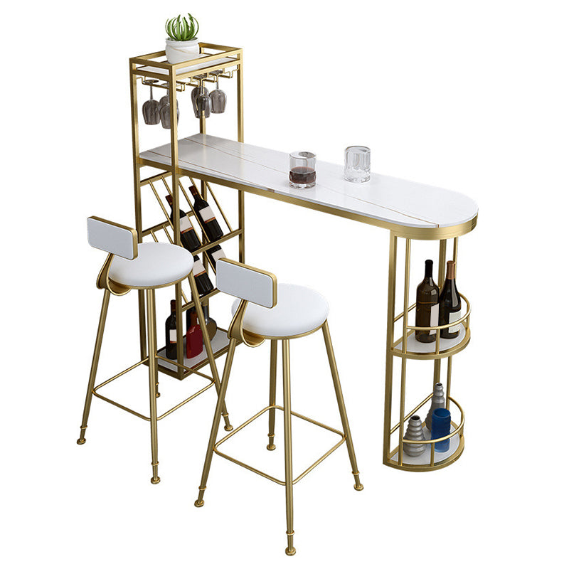 Glam Pub Table Specialty Bar Height Bar Table with Wine Rack Clearhalo 'Bar Furniture' 'Bar Tables' 'bar_tables' 'furn' 'furn_bar_tables' 'Furniture' 'Kitchen & Dining Furniture' 6247047