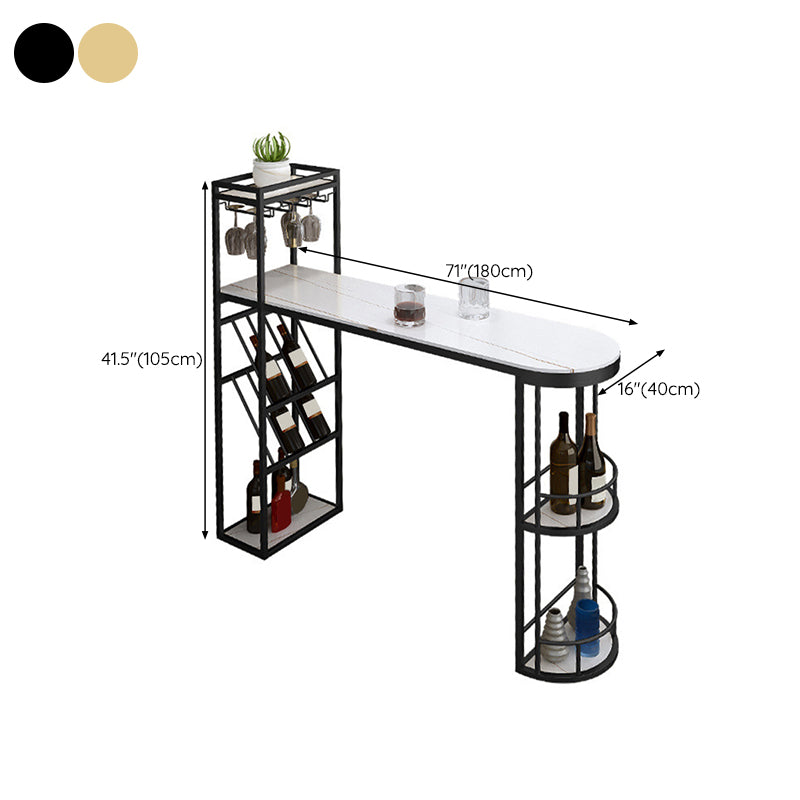 Glam Pub Table Specialty Bar Height Bar Table with Wine Rack Clearhalo 'Bar Furniture' 'Bar Tables' 'bar_tables' 'furn' 'furn_bar_tables' 'Furniture' 'Kitchen & Dining Furniture' 6247053