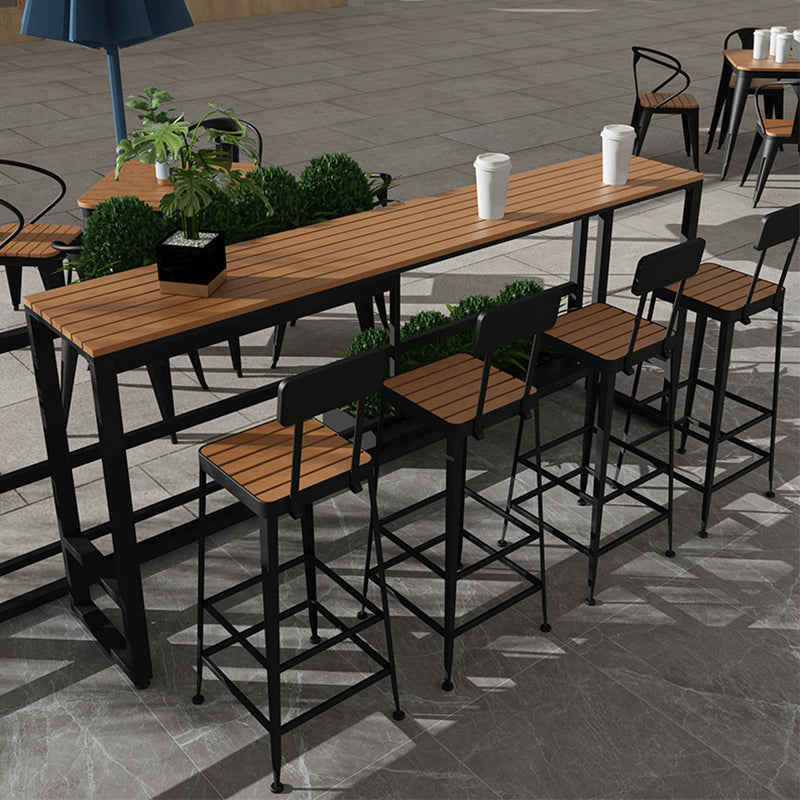 Industrial 41.3"H Bar Table Rectangular Wooden Top Table for Patio 86.6"L x 15.7"W x 41.3"H Without Chairs Clearhalo 'Bar Furniture' 'Bar Tables' 'bar_tables' 'furn' 'furn_bar_tables' 'Furniture' 'Kitchen & Dining Furniture' 6247054