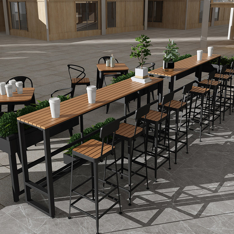 Industrial 41.3"H Bar Table Rectangular Wooden Top Table for Patio Clearhalo 'Bar Furniture' 'Bar Tables' 'bar_tables' 'furn' 'furn_bar_tables' 'Furniture' 'Kitchen & Dining Furniture' 6247056