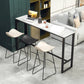 Mesa de bar industrial, altura de barra rectangular, mesa de pub con tapa de piedra para interiores