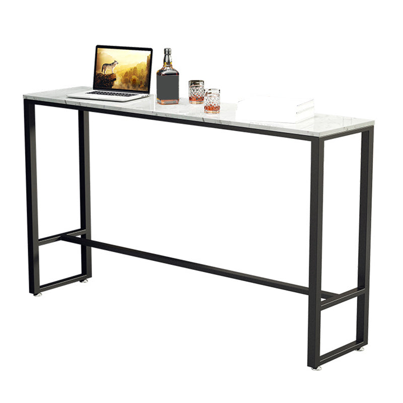 Mesa de bar industrial, altura de barra rectangular, mesa de pub con tapa de piedra para interiores