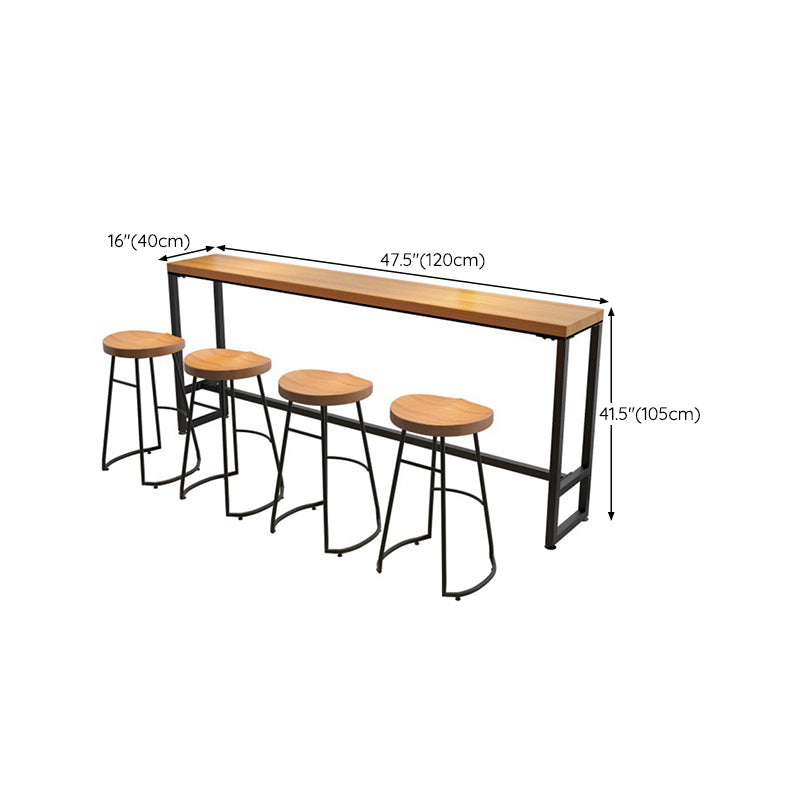 Industrial Metal Base Bar Table Black Iron Solid Wood Pub Table for Patio Clearhalo 'Bar Furniture' 'Bar Tables' 'bar_tables' 'furn' 'furn_bar_tables' 'Furniture' 'Kitchen & Dining Furniture' 6247173