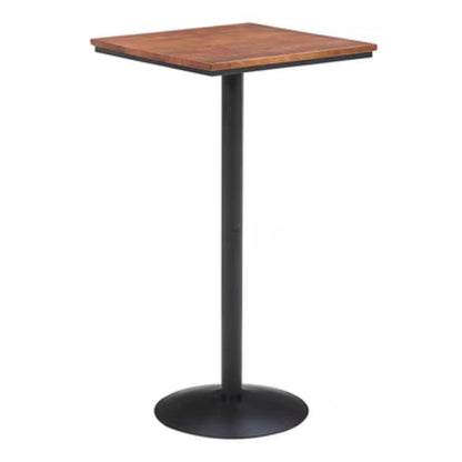Industrial Metal Base Bar Table Black Iron Solid Wood Patio Bar Table 21.7"L x 21.7"W x 29.5"H Square Without Chairs Clearhalo 'Bar Furniture' 'Bar Tables' 'bar_tables' 'furn' 'furn_bar_tables' 'Furniture' 'Kitchen & Dining Furniture' 6247176