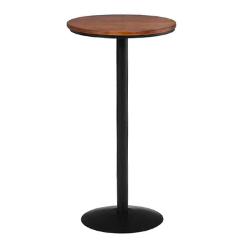 Industrial Metal Base Bar Table Black Iron Solid Wood Patio Bar Table 21.7"L x 21.7"W x 29.5"H Round Without Chairs Clearhalo 'Bar Furniture' 'Bar Tables' 'bar_tables' 'furn' 'furn_bar_tables' 'Furniture' 'Kitchen & Dining Furniture' 6247177