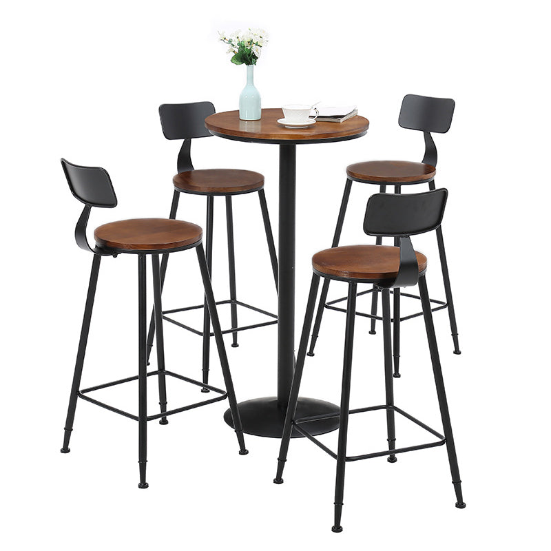 Industrial Metal Base Bar Table Black Iron Solid Wood Patio Bar Table Clearhalo 'Bar Furniture' 'Bar Tables' 'bar_tables' 'furn' 'furn_bar_tables' 'Furniture' 'Kitchen & Dining Furniture' 6247181