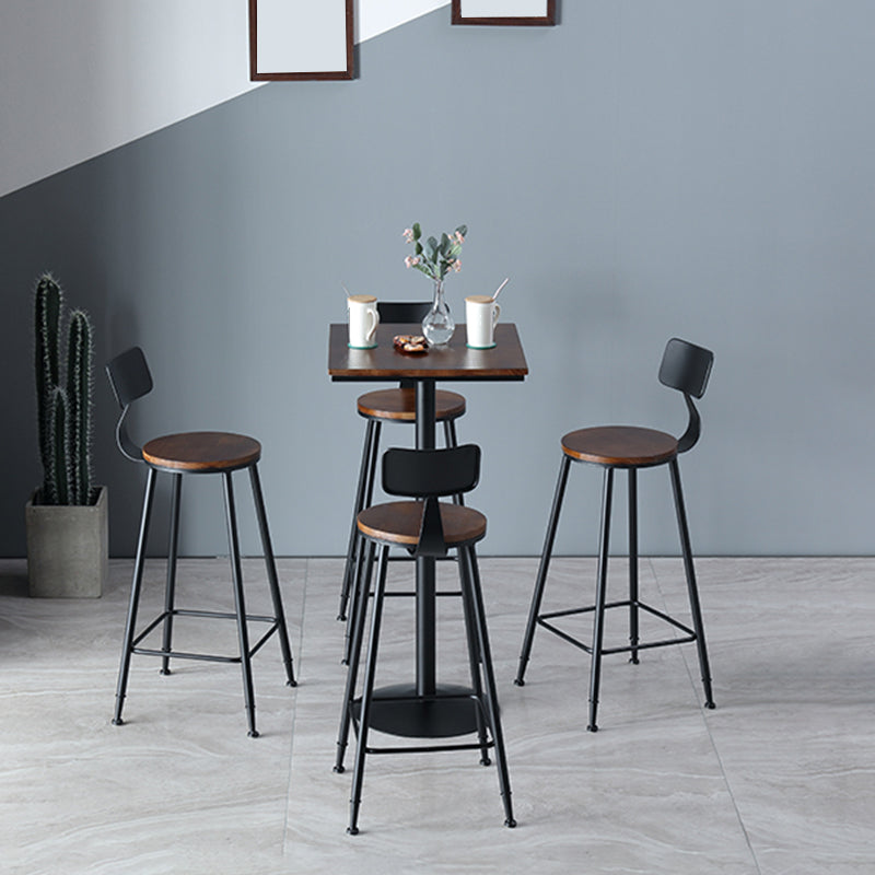Industrial Metal Base Bar Table Black Iron Solid Wood Patio Bar Table Clearhalo 'Bar Furniture' 'Bar Tables' 'bar_tables' 'furn' 'furn_bar_tables' 'Furniture' 'Kitchen & Dining Furniture' 6247186
