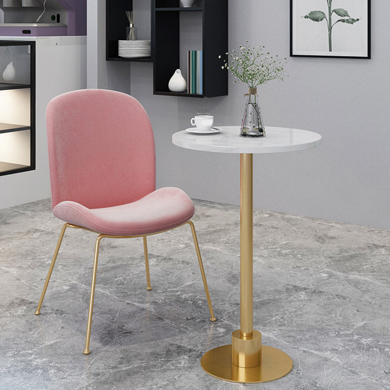 Table de bar avec base en métal Glam et plateau en pierre blanche, table de pub fixe pour patio