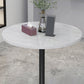 Table de bar avec base en métal Glam et plateau en pierre blanche, table de pub fixe pour patio